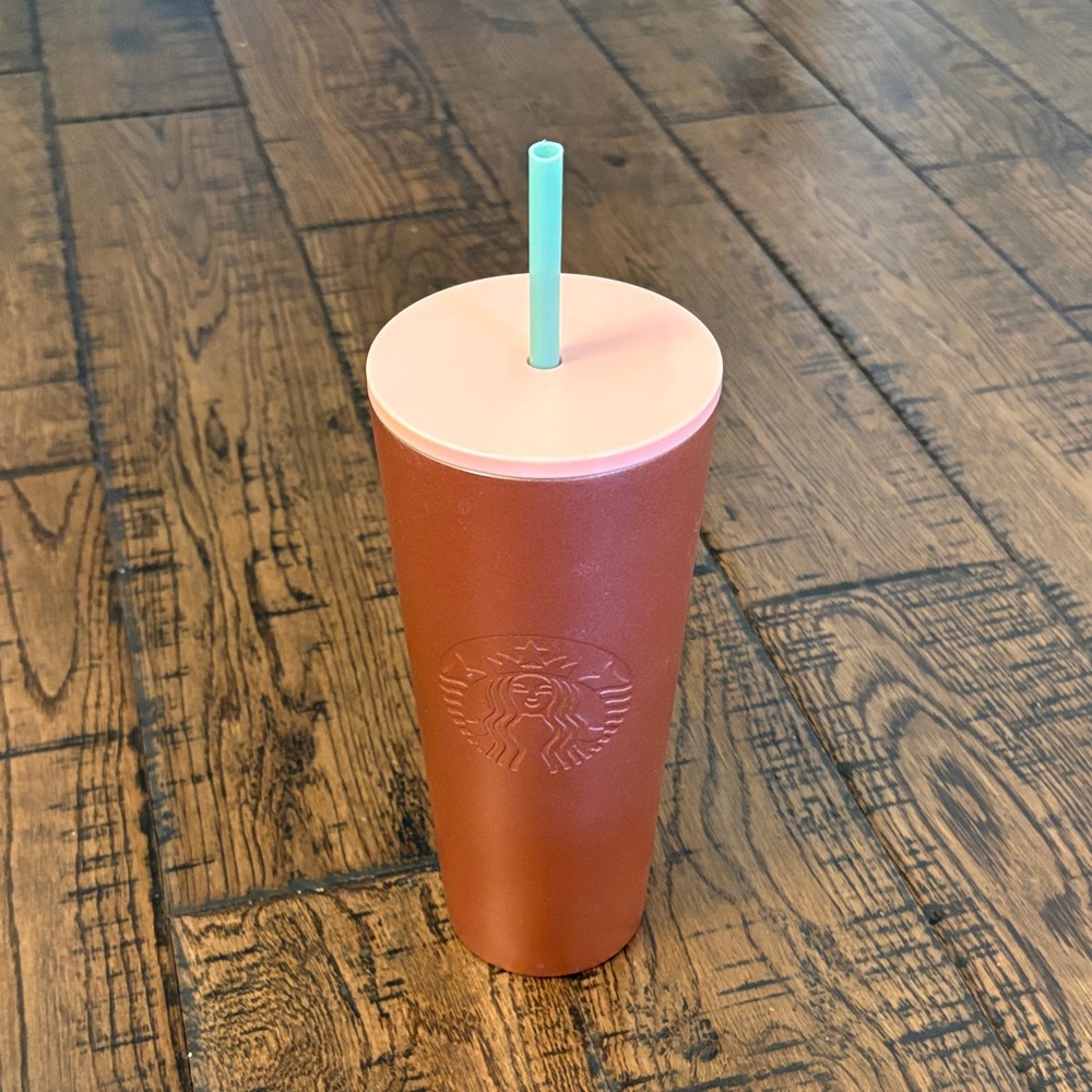 Starbucks Sparkly Pink Stainless Tumbler with Pink Lid and Mint Straw